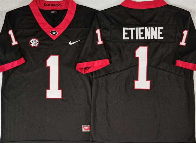 Men%27s Georgia Bulldogs #1 Trevor Etienne Black Stitched Jersey